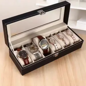 Luxury Window Watch Storage Box, High-End Jewelry Display Case, Shockproof Compartment, Transparent Lid, Home Portable Organizer