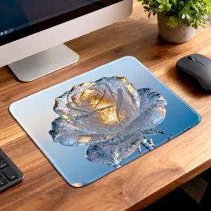 LIVEKEY Ice Rose Glow Gaming Mouse Pad - Non Slip Mousepad, Stitched Edges, Perfect Control, Aesthetic Desk Mat for Work & PC Setup (Gaming Accessory)