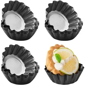 12 Packs Egg Tart Mold, Cupcake Cake Muffin Mold Mini Pie Pans Tin Pan Baking Tool, Carbon Steel- 2.6 Inch