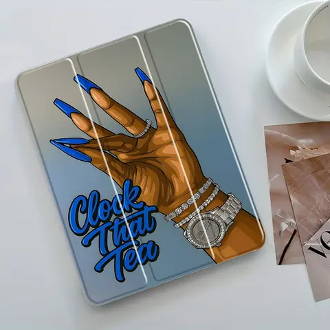 Hand Design iPad Case, Transparent Acrylic Stand Cover, Pencil Holder & Charger Slot, Fits iPad Pro/air/mini, Shock-resistant Full Cover Protective Case Suitable for Offices Schools and Homes, Tablet Accessories, Tablet Casing (Case Only)