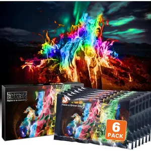 (6 Pack) Magic Campfire Fire Color Changing Packets for Fire Pit, Indoor/Outdoor Fireplace, Bonfire - Rainbow Magical Flame, Camping Accessory, Compatible