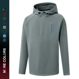 MAELREG Men's Quarter Zip Fleece Hoodie, Fashion Pullover Sweatshirt, Heavyweight Warm Hooded Top, Athletic Golf Outerwear