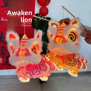 New Year Horse Year Auspicious Lion Dance Lanterns, Handmade DIY Materials, Ancient Style Lanterns, Lion Dance Handheld Dolls Wholesale