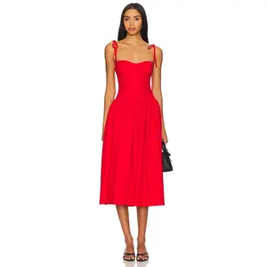 MORE TO COME Theresa Midi Corset Dress in Red