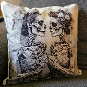 two brides skeleton pillow