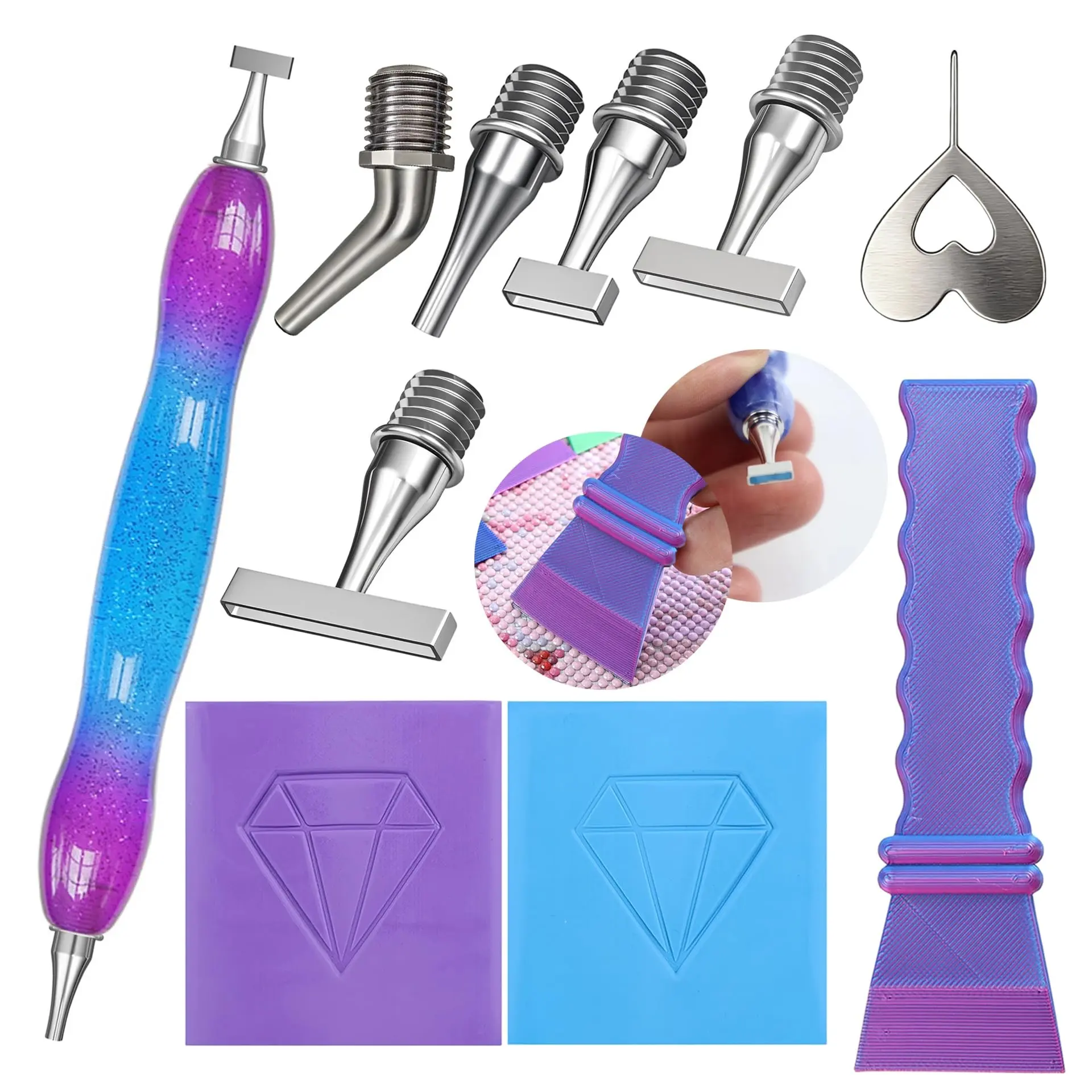 Diamond Painting Pen Set, Fine Steel Diamond Art Drill Bit, Multi-Function Point Drill Pen, Strong Adhesive Tool Accessories, Diamond Art Tools