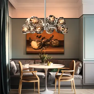 24-inch chrome-colored round crystal chandelier