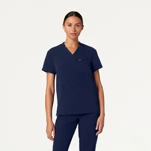 JAANUU Helia Women's Notched V-Neck Scrub Top - UltraLAST 4-Way Stretch, Classic Fit, 3-Pockets & Wrinkle Resistant Scrub Top