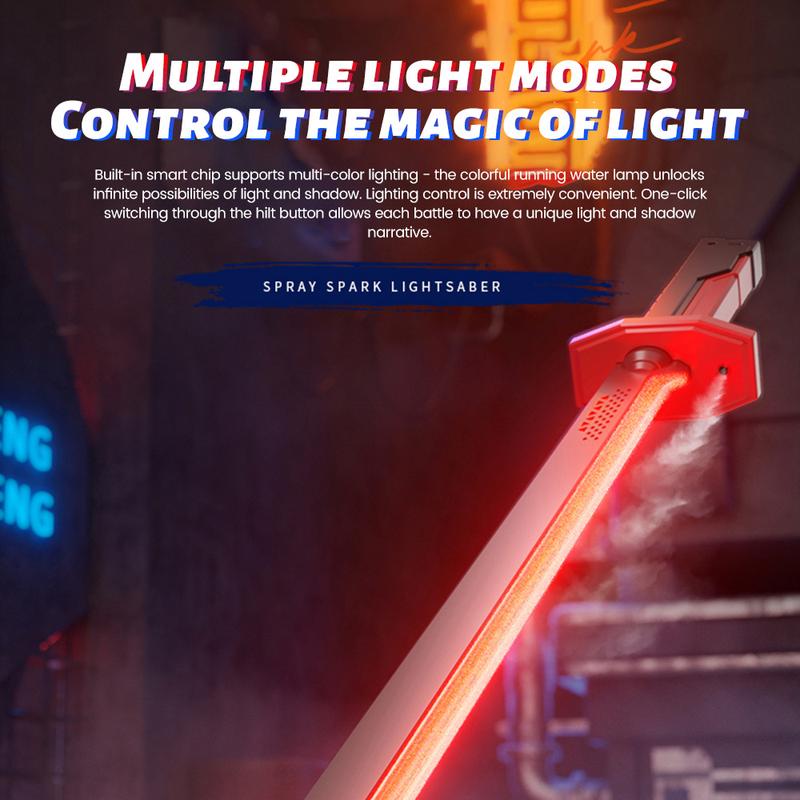 31.5" Cyberpunk Neon Sword with Dynamic LED Lights, Spark Effects & Motion-Activated Sound, USB-C Charging, Collectible Cosplay Toy for Anime Fans