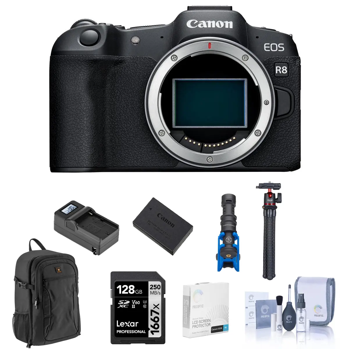 Canon EOS R8 Compact Digital Mirrorless Camera - Bundle with Wireless Memory & Picture-Enhancing Accessory Kit