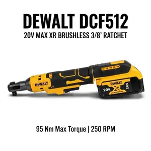 Professional DEWALT 20V MAX XR Cordless Ratchet DCF512 for Tight Engine Spaces features 70 ft-lbs Max Torque with Variable Speed Trigger Includes 5.0Ah Battery and Charger Automotive Maintenance Kit tool