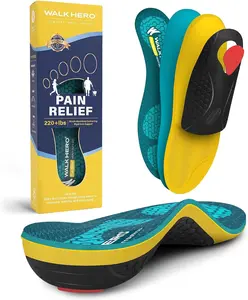 WalkHero Heavy Duty Orthotics Insoles, Plantar Fasciitis High Arch Support Shoe Inserts for 220+lbs, Remain Comfortable After Standing All Day