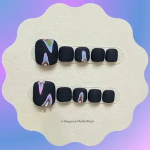 Elegance Matte Black Handmade Toe Press-On Nails