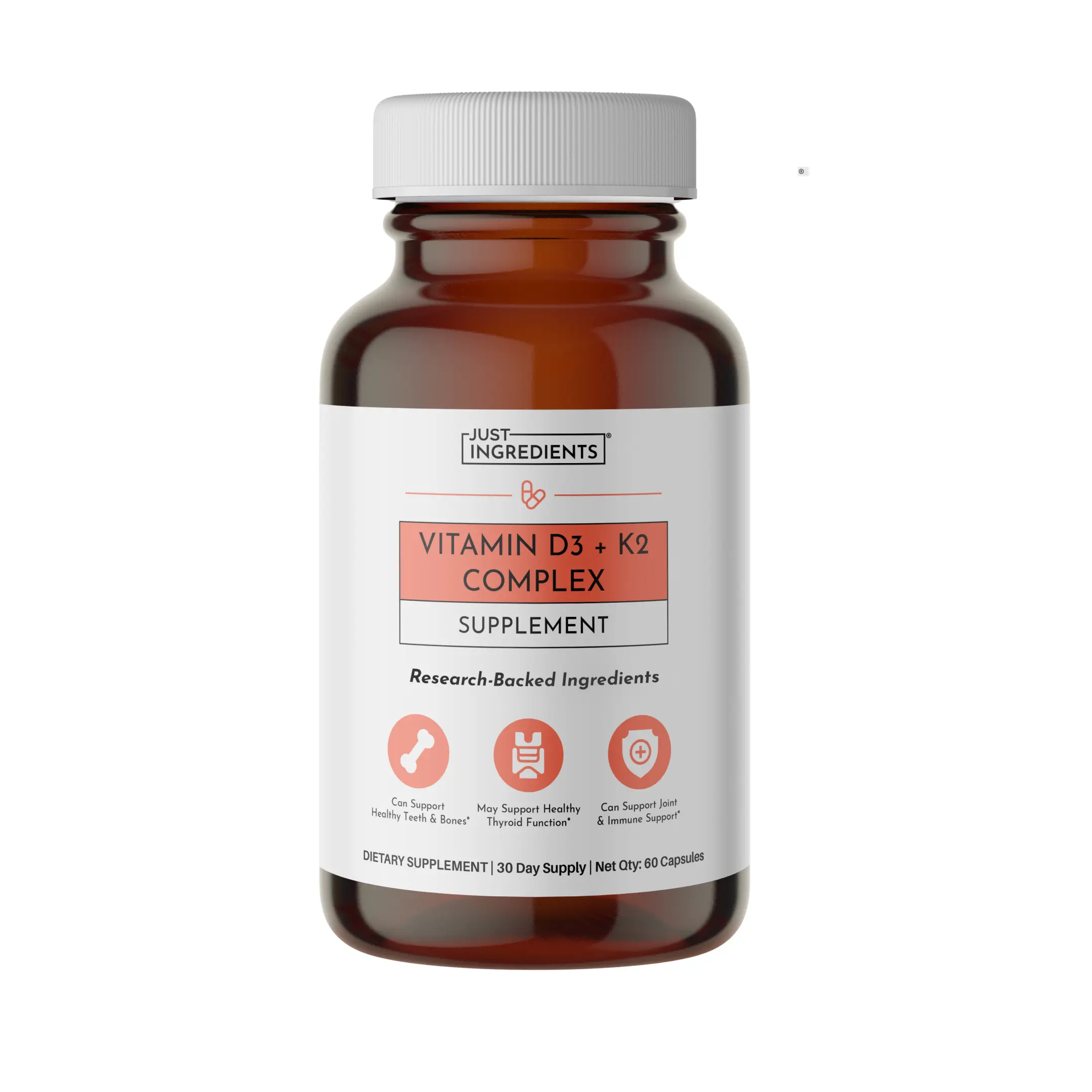Just Ingredients Vitamin D3+K2 Complex Supplement - Essential Vitamins for Bone & Brain Health, 30 Day Supply Just Ingredients Vitamin D3+K2 Complex Supplement - Essential Vitamins for Bone & Brain Health, 30 Day Supply