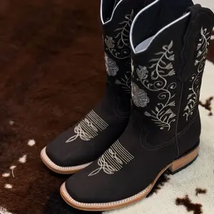 White Diamond Boots Wd Crazy Choco Women's Square-toe Nobuck Leather Brown Rodeo 1.5" Heel Handcrafted in Mexico Girl Footwear