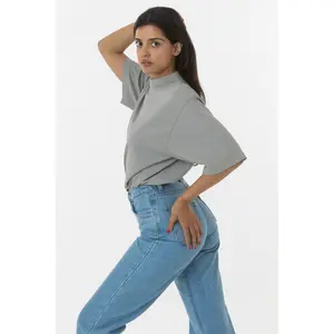 1825GD Unisex - Oversized Short Sleeve High Mockneck T-shirt