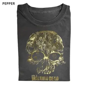 The Walking Dead Zombie Skull Vintage Shirt, Horror Skull Shirt, Gamer Gift for Men, Gift for Women, Crew Neck T-shirt, Trending T-shirt