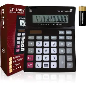 Desk Calculator with Large Key Buttons, 12-Digit Large Eye-Angled Display, Solar    - Basic Calculator for Students,  and Office Use ( Included)