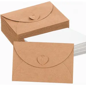60 count Mini Envelopes with Blank Cards,  Card Envelopes,Mini  Paper Envelopes with Heart Clasp for ,Wedding Party Favors,Thanksgiving, to Pass Friendship Notes