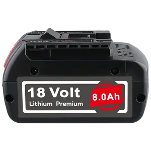 18V 8000mAh High Capacity Li-ion Battery, Red & Black Rechargeable Replacement Battery for Bosch BSL1810 BAT609 BAT610G Cordless Power Tools