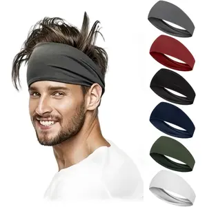 Workout Headbands for Men, 6 Pack Mens Running Headband Stretchy Sweatband Sports Headband
