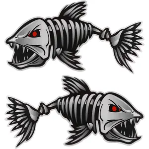 2 count 10x5 inch Fish Skeleton  Sticker Vinyl Auto Decal Sticker for Kayak Fishing