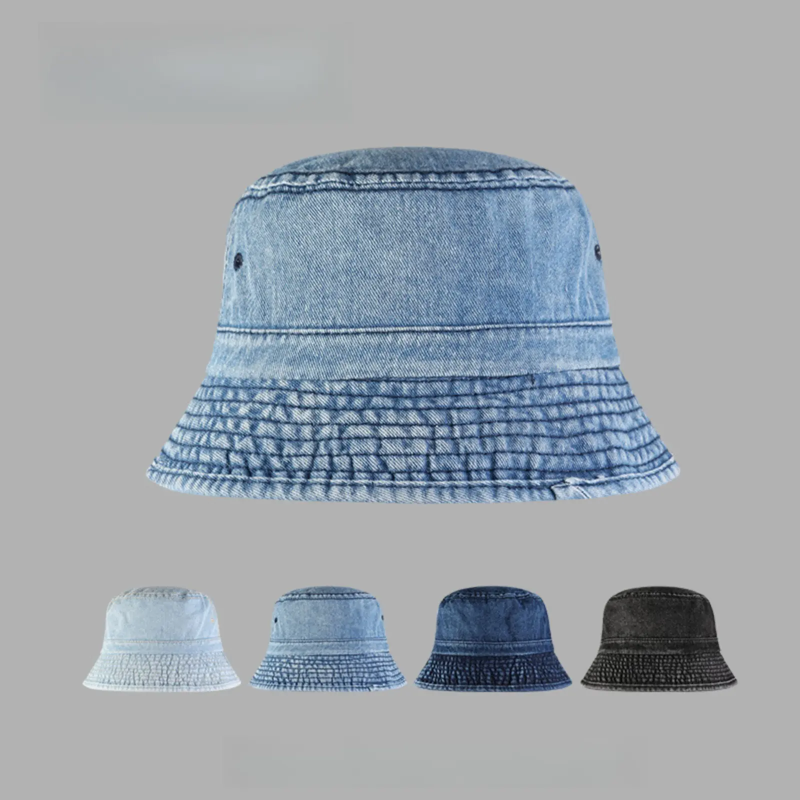 Solid-Color Simple Denim Bucket Hat for Women - Foldable Sports & Outdoor Sun Protection Cap, Versatile Street Style Women's Outdoor Hat Accessories, Accessories For Women, Hats For Women