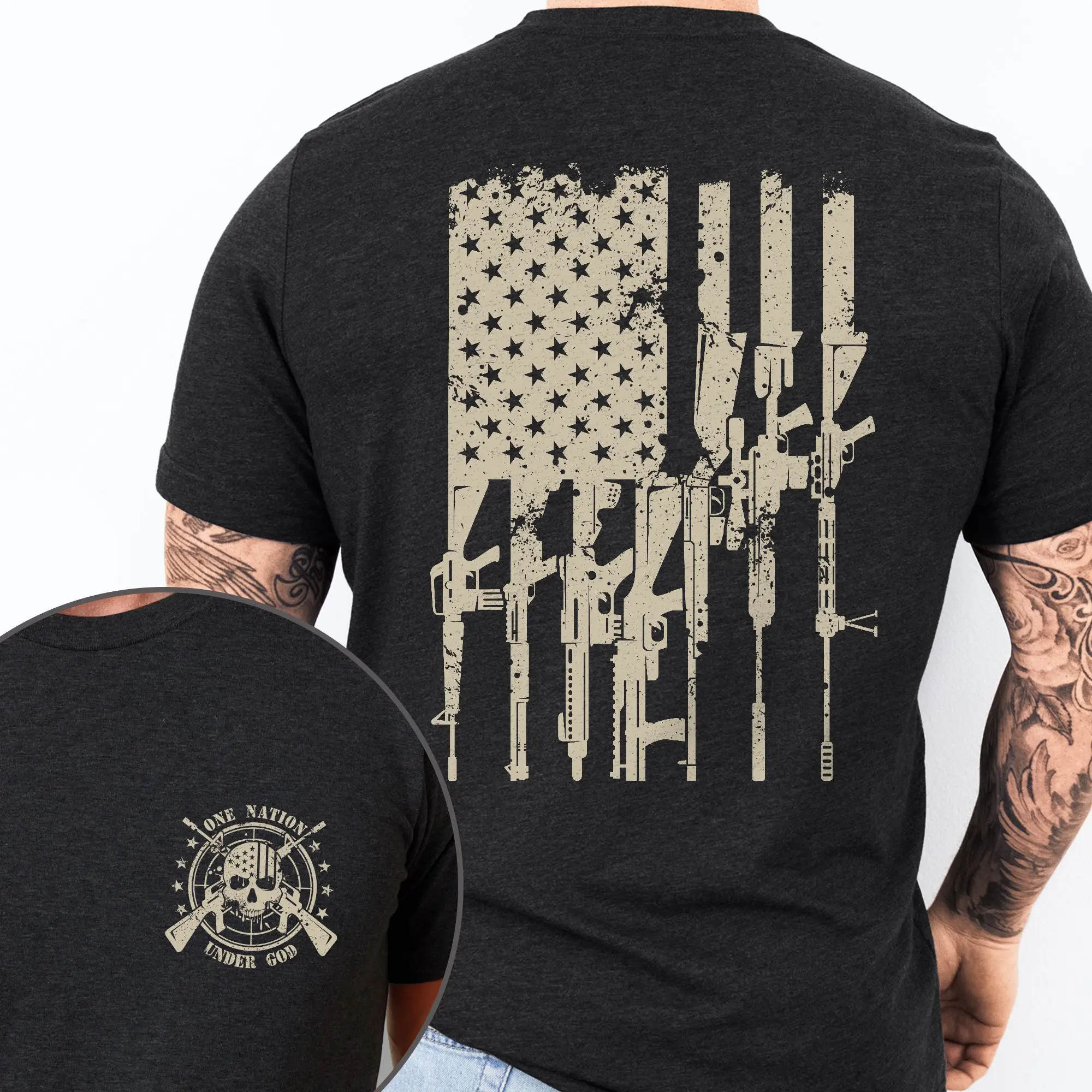 One Nation Under God, 2nd Amendment Patriotic American T-Shirt - Men's Basic Crew Neck Tee, Father's Day, Christmas, Birthday Gift For Men - TPT1892TS