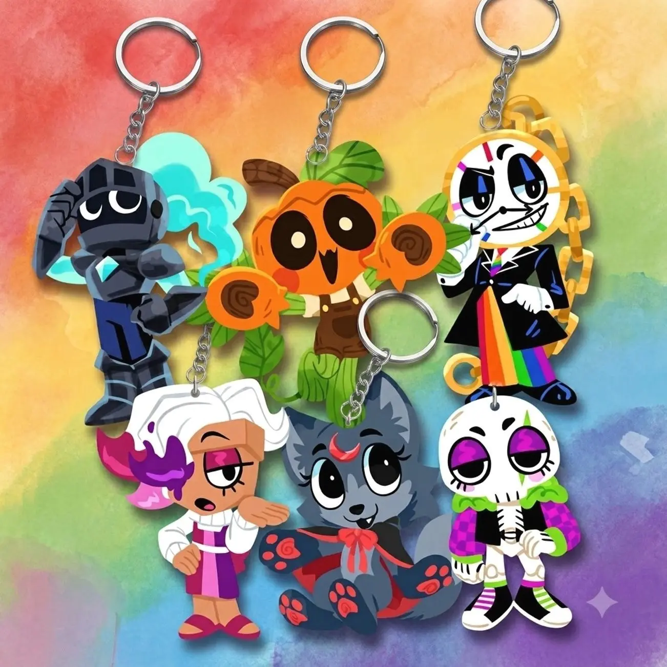 Dandy's World Toon Acrylic Keychain, Gourdy Dyle Soulvester Eclipse Brusha Ribecca Bag Charm, Cute Backpack Accessory