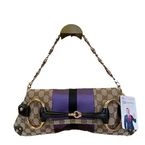 Pre-owned GUCCI Leather & Canvas Shoulder Bags GG Horse Bit Bamboo Chain Jumbo Large Heritage GG Tom Ford Era Clutch Shoulder Purse