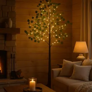 5.9ft Lighted Eucalyptus Tree with LED Fairy Lights
