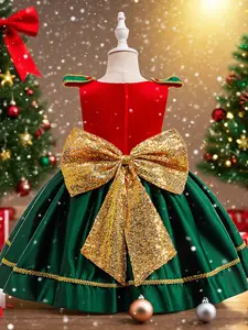 Comfortable Christmas Sparkly dress suitable for girls to wear in autumn and winter Christmas New Year gift holiday clothing