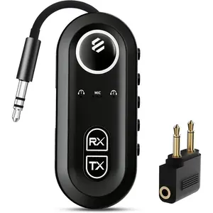 2026 Upgraded  5.4 Transmitter Receiver, Airplane  Adapter,  Transmitter Supports 2 AirPods/Headphones,  Audio Transmitter for TV, Travel,  & Gym,  Storage