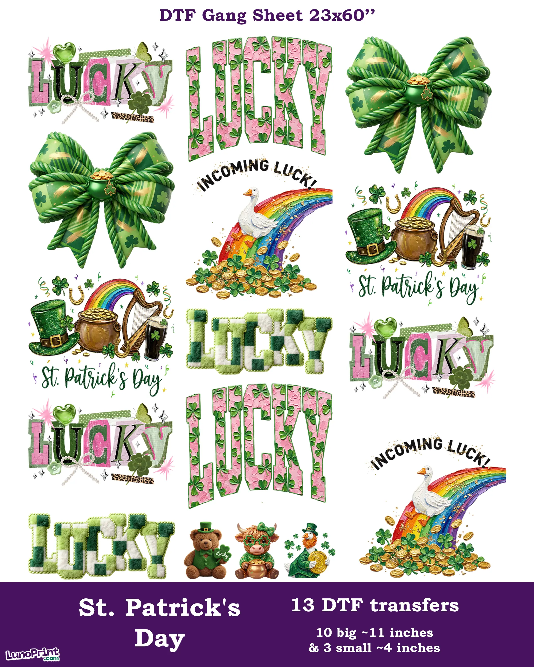 St. Patrick's Day DTF Gang Sheet Art Artificial