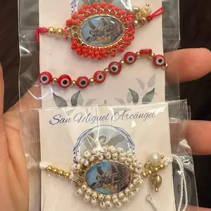 Conjunto pulseras de hilo San Miguel Arcángel