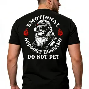 2026 Funny Emotional Support Husband Gorilla Graphic Cotton T-Shirt, Sarcastic Marriage Humor Casual Tee for Men