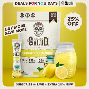 Salud 2-in-1 [Hydration + Immunity - Lemonade] Electrolytes Powder, Agua Fresca Drink Mix, Elderberry, Dairy & Soy Free, Non-GMO, Gluten Free, Vegan, Low Calorie, 1g Sugar (15 Servings)