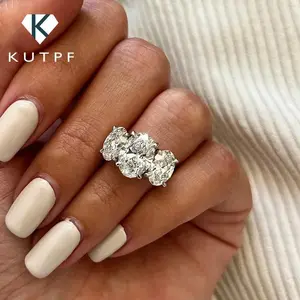 3/6cttw Real Moissanite Engagement Ring with Certificate 3-Stone Oval Cut Diamond Wedding Ring for Women 925 Silver Fine Jewelry