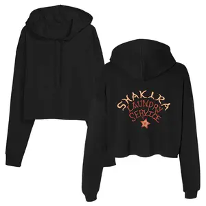 Laundry Service Logo Ladies Cropped Hoodie - Black