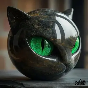 Exquisite Black Cat Stone Sculpture, Classic Hand Carved Animal Ornament With Smooth Texture, Elegant Home Art Decoration Piece, Suitable For Living Room, Bedroom, Study Display And Indoor Desktop Stylish Scene Layout