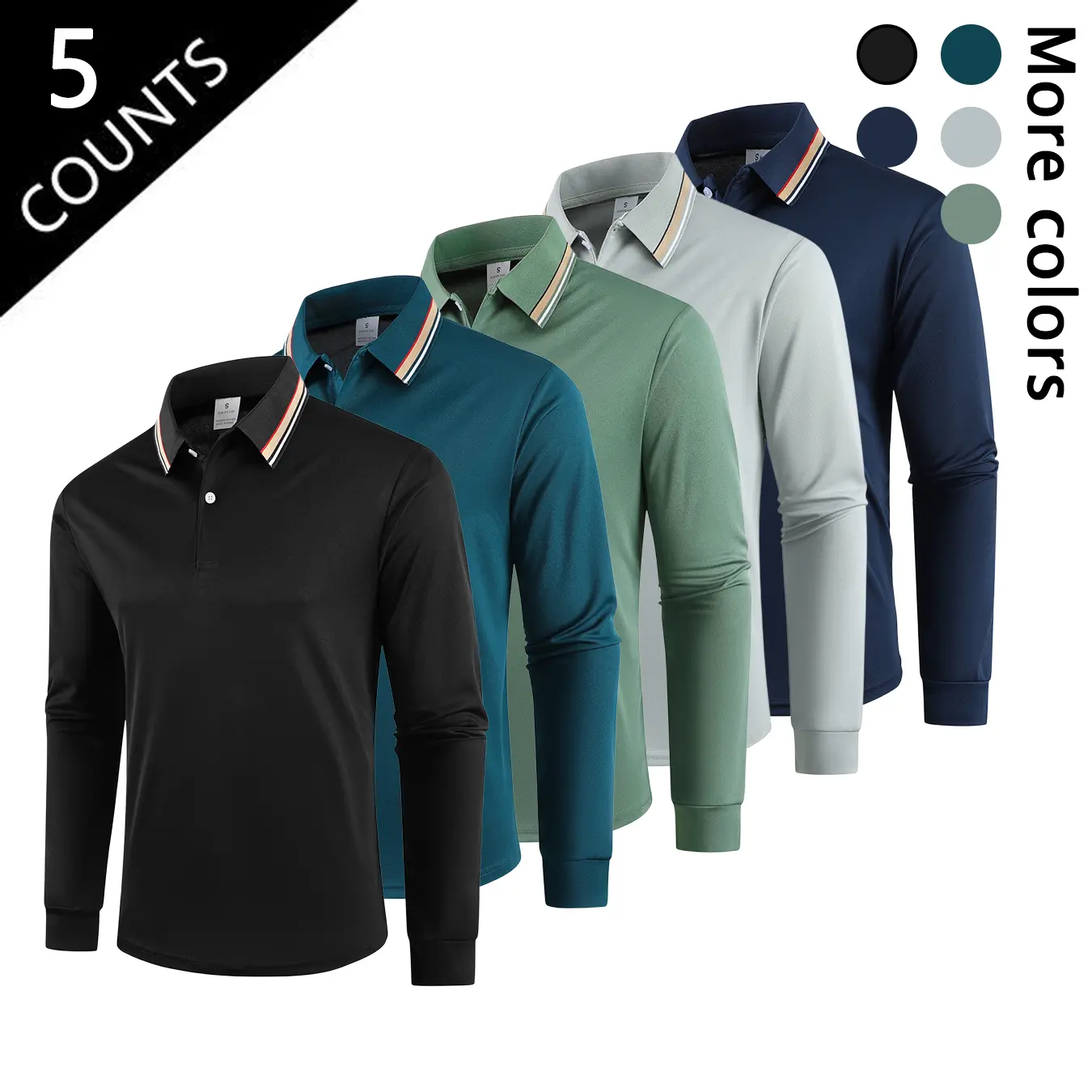 Men's  Long Sleeve Polo Shirt with Classic Collar for Casual & Business Wear Multiple Colors Comfortable & Versatile Office Top