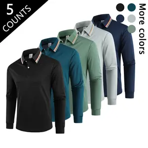 Men's 2-Pack Long Sleeve Polo Shirt Classic Collar Casual Business Shirt in Multiple Colors for Everyday Wear