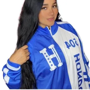 Honduras 504 Jacket - Blue and White Track Jacket with Bold Lettering and Comfortable Fit