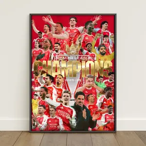 ARS 25-26 Champions Unframe Poster – Arsenal FC Wall Art Print, Football Canvas Decor, Gunners Fan Gift, Soccer Room Decoration
