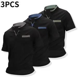 3PCS Men'S Short-Sleeve Button-Up Casual Shirt for Daily Work, Lightweight Moisture-Wicking Fabric, Perfect for Gym And Casual Outings, Dates, Parties, And Everyday Wear guys gifts