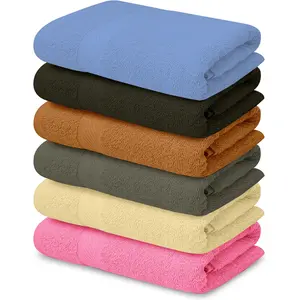QUBALINENZ 100% Cotton Bath Towels-27x54inch - 6 Pack Shower Towels - Light Weight, Ultra Absorbent Towels for Bathroom Set Cream Gift Multicolor