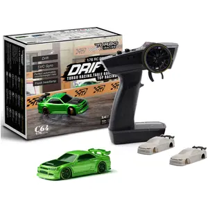 CaptainRC Turbo Racing 1:76 Scale Drift RC Car with Gyro Mini Full Proportional RTR 2.4GHZ Remote Control with 2 Replaceable Body Shell