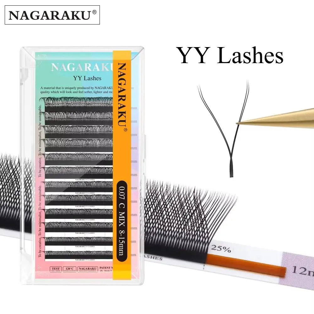 NAGARAKU YY Shape Hand Woven Premium Mink Soft Light Natural Eyelashes Extension Makeup Mesh 2026 New