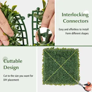 COSTWAY - 12-Pieces 20 Inch x 20 Inch Artificial Hedge Boxwood Panels