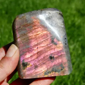 3in 1LB Large Pink Labradorite Crystal Freeform Tower, Madagascar